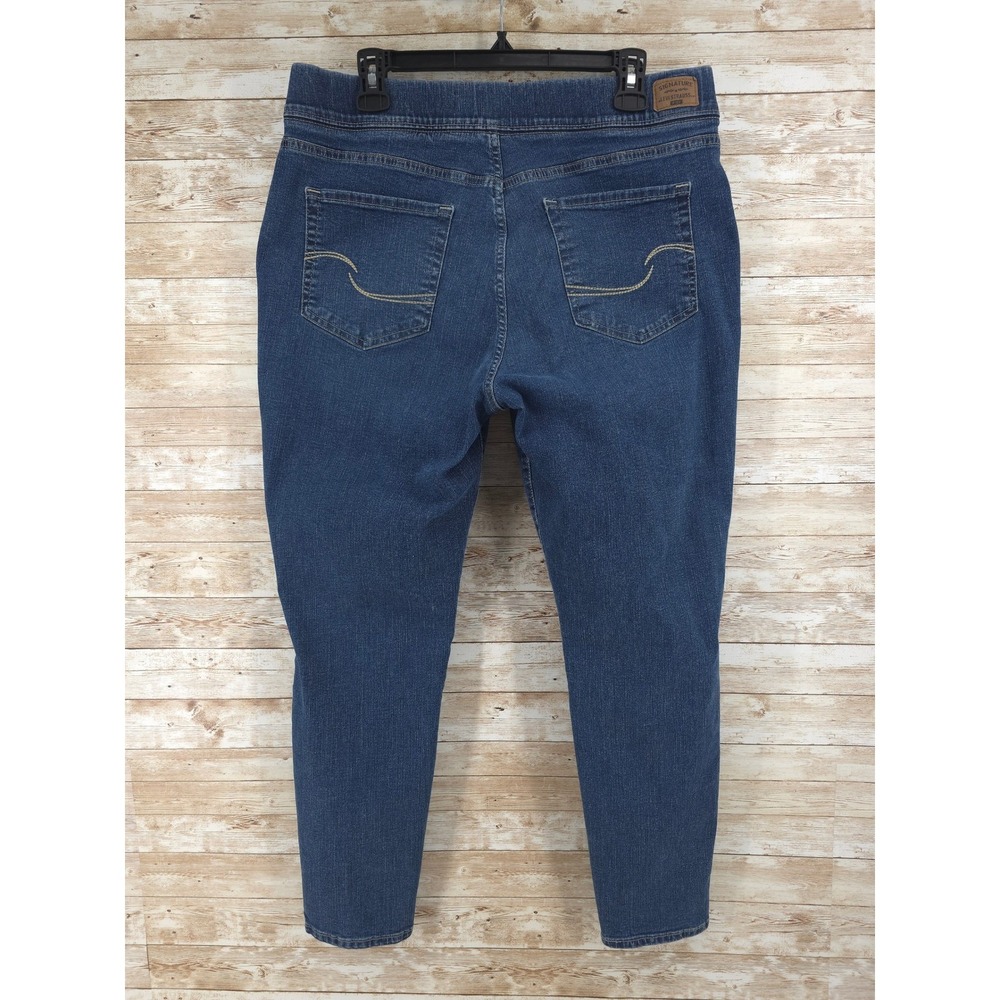 Levis Totally Shaping Pull On Skinny Dark Wash Blue Stretch Jeans Womens 16S - Picture 2 of 9